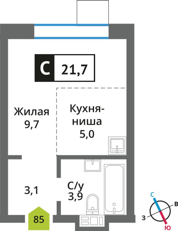 Планировка 21.7 м²