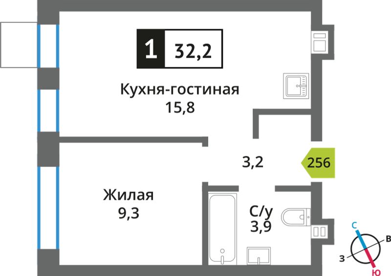 Планировка 32.2 м²