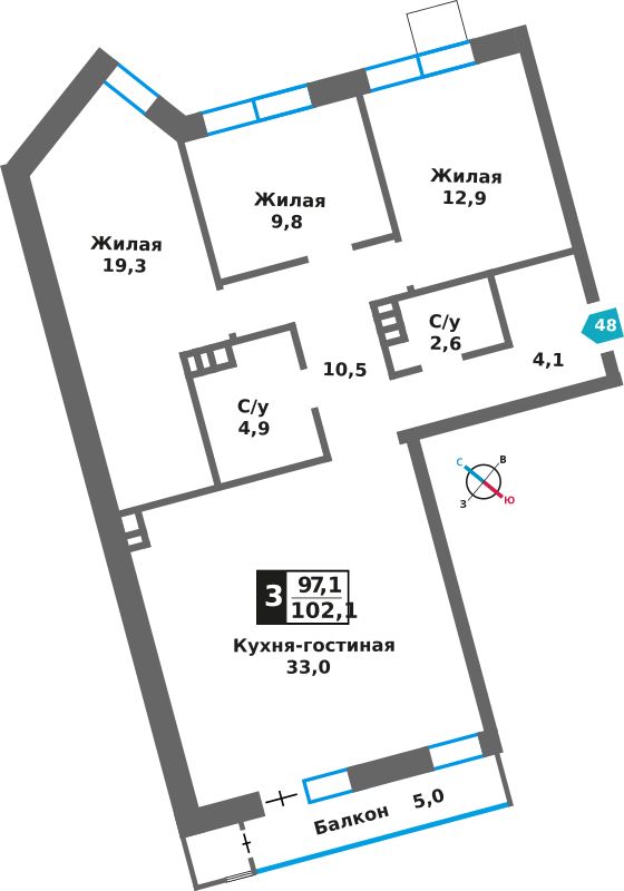 Планировка 97.1 м²