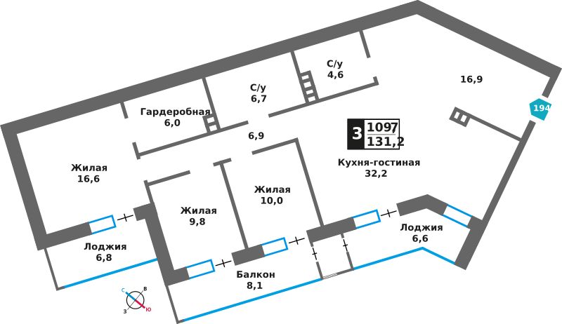 Планировка 109.7 м²